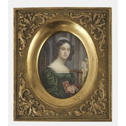 Miniature portrait de femme signé R. KRUG
