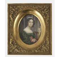 Miniature portrait de femme signé R. KRUG