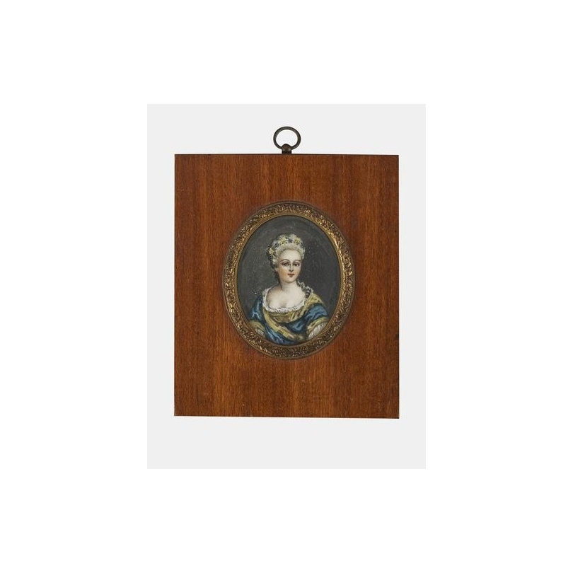 Miniature portrait de femme monogrammée VV