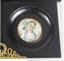 Miniature portrait de femme au chapeau