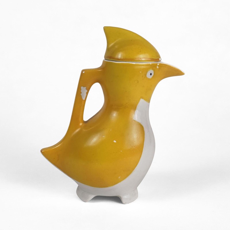 Pichet \"Pingouin\" jaune en porcelaine