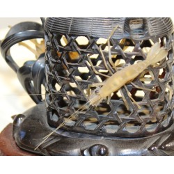 Okimono crevettes et crabes en corne sculptée