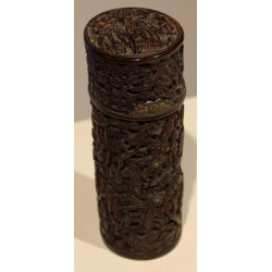 Finely carved bone box with a silver clasp