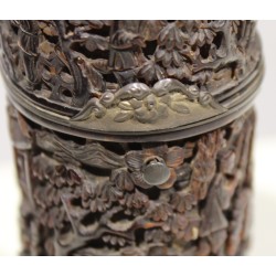 Finely carved bone box with a silver clasp