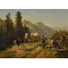 Tableau \"Fille et vaches\" signé Ch. HUMBERT 1865