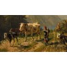Tableau \"Fille et vaches\" signé Ch. HUMBERT 1865