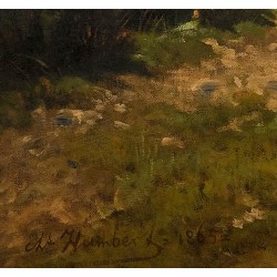 Tableau \"Fille et vaches\" signé Ch. HUMBERT 1865
