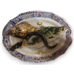 Assiette ovale \"Poissons\" en faïence