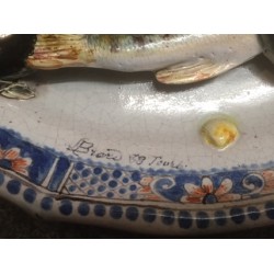 Assiette ovale \"Poissons\" en faïence