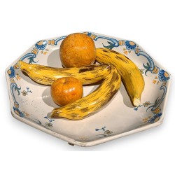 Assiette octogonale \"Fruits\" en faïence