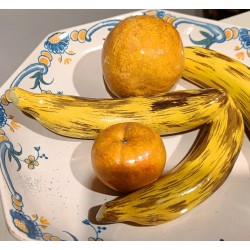Assiette octogonale \"Fruits\" en faïence
