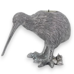 Bougeoir Kiwi en résine argentée