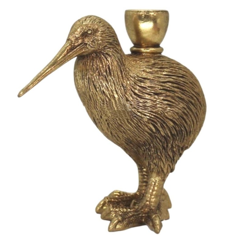 Kiwi candle holder in gold-coloured resin