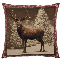 Coussin \"Cerf dans la neige\"