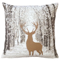 Coussin \"Silhoutte de Cerf dans la neige\"