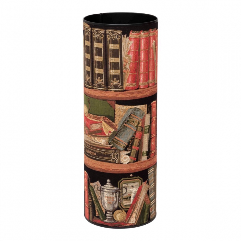 Porte parapluie rond en tapisserie "Livres"