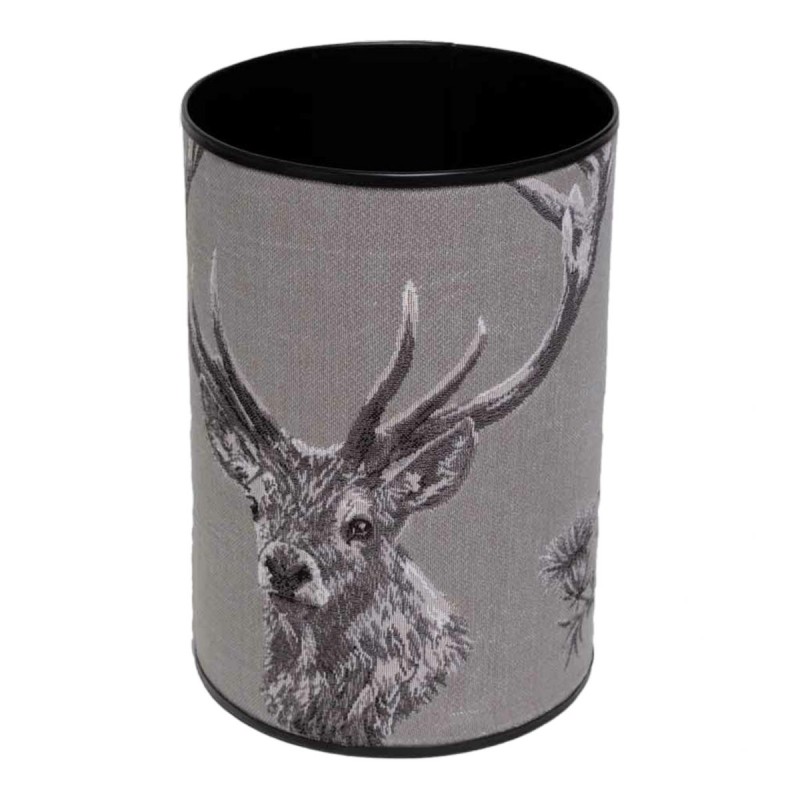 Round tapestry wastepaper basket, ‘Deer’ design