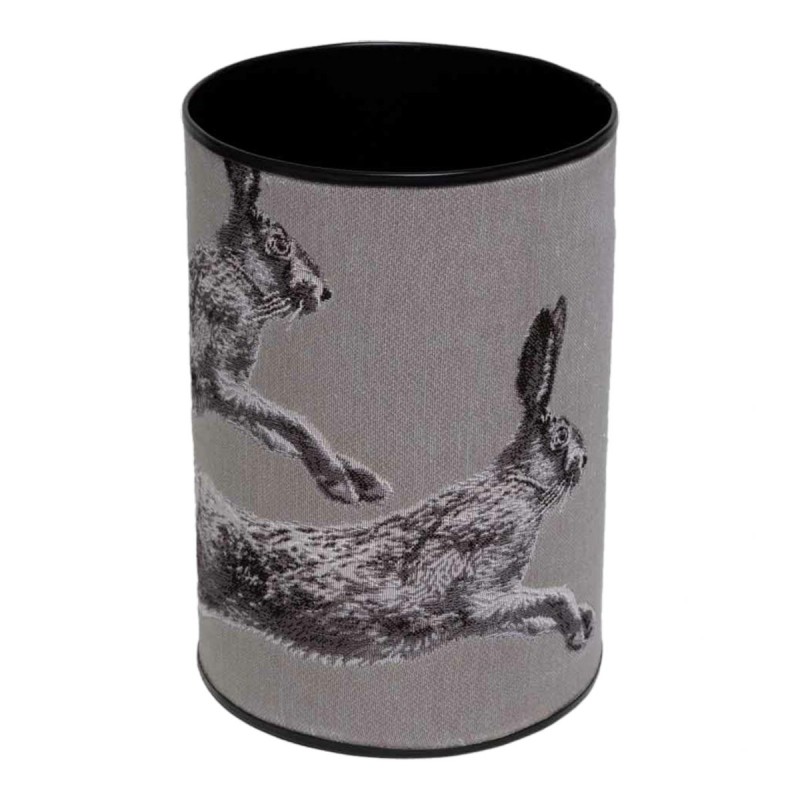 Round tapestry wastepaper basket, ‘Hare’ design