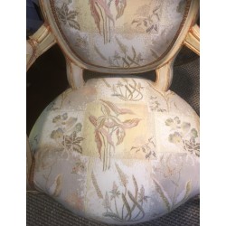 Paire de fauteuils Louis XVI laqués crème