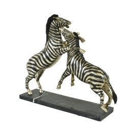 Bronze argenté \"Combat de zèbres\"