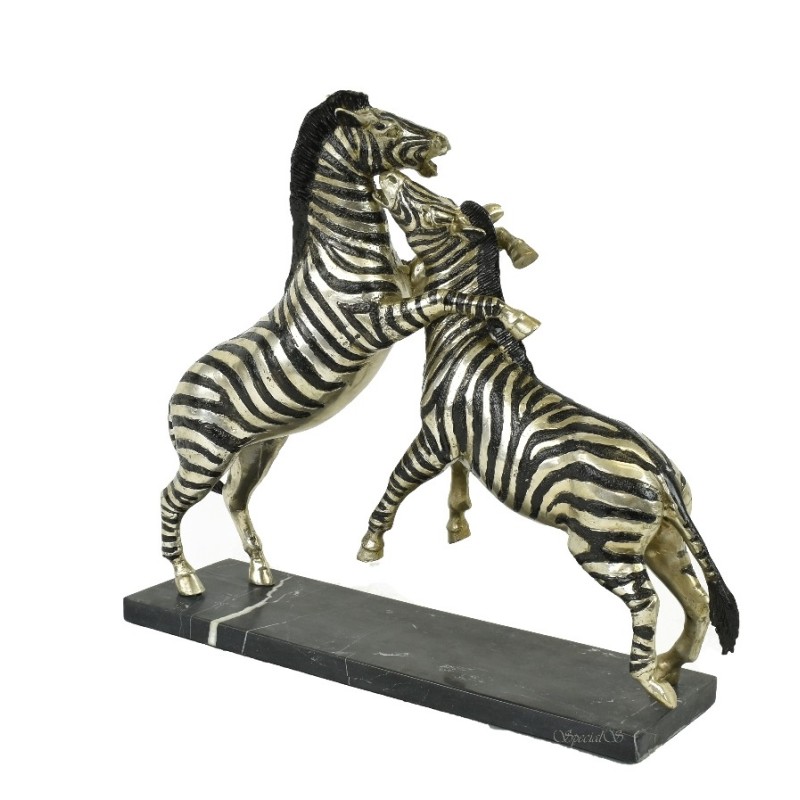 Bronze argenté \"Combat de zèbres\"