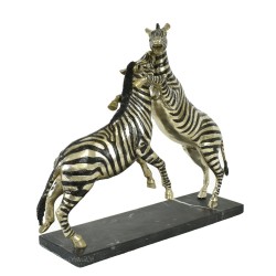 Bronze argenté \"Combat de zèbres\"