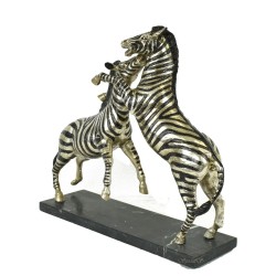 Bronze argenté \"Combat de zèbres\"