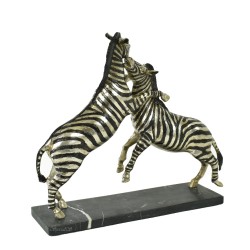 Bronze argenté \"Combat de zèbres\"