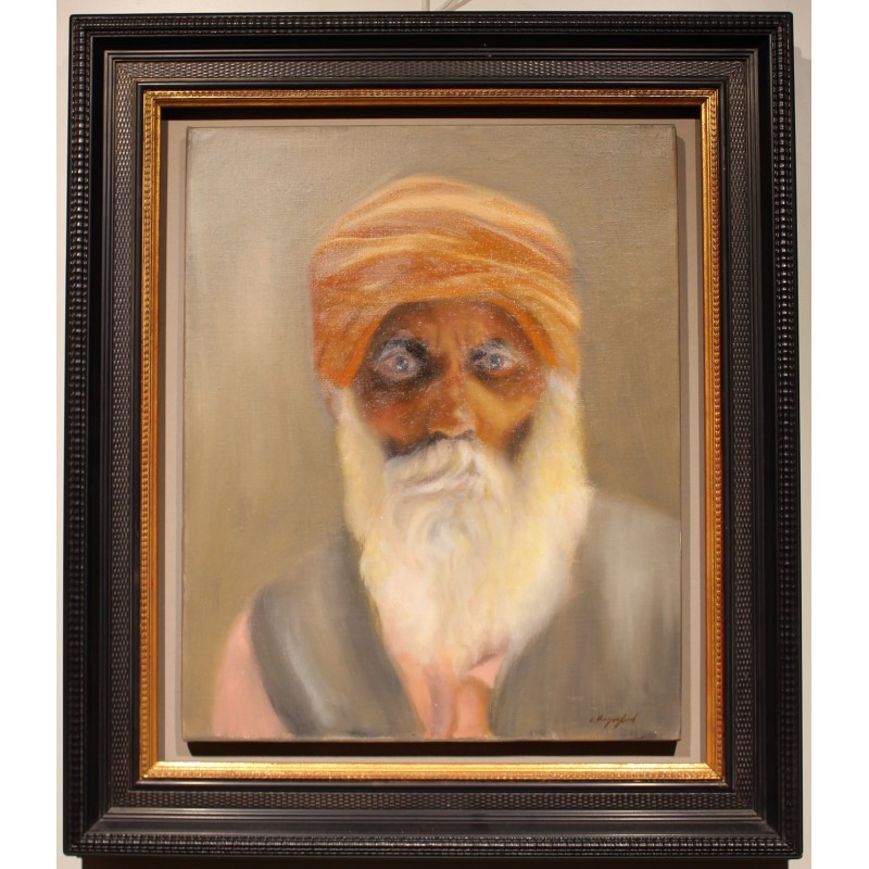 Tableau \"Portrait Vieillard au turban\" signé