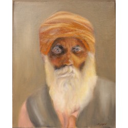 Tableau \"Portrait Vieillard au turban\" signé