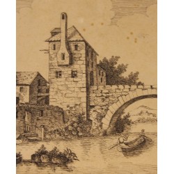 Engraving entitled ‘Bridge’, signed K. HAUGER, 1827