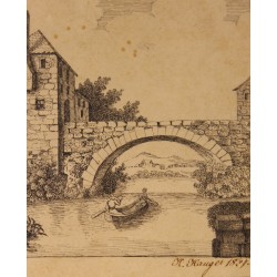 Engraving entitled ‘Bridge’, signed K. HAUGER, 1827