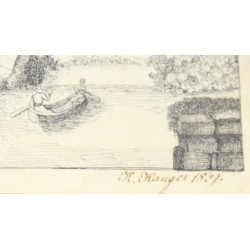 Engraving entitled ‘Bridge’, signed K. HAUGER, 1827