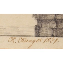 Engraving entitled ‘Bridge’, signed K. HAUGER, 1827