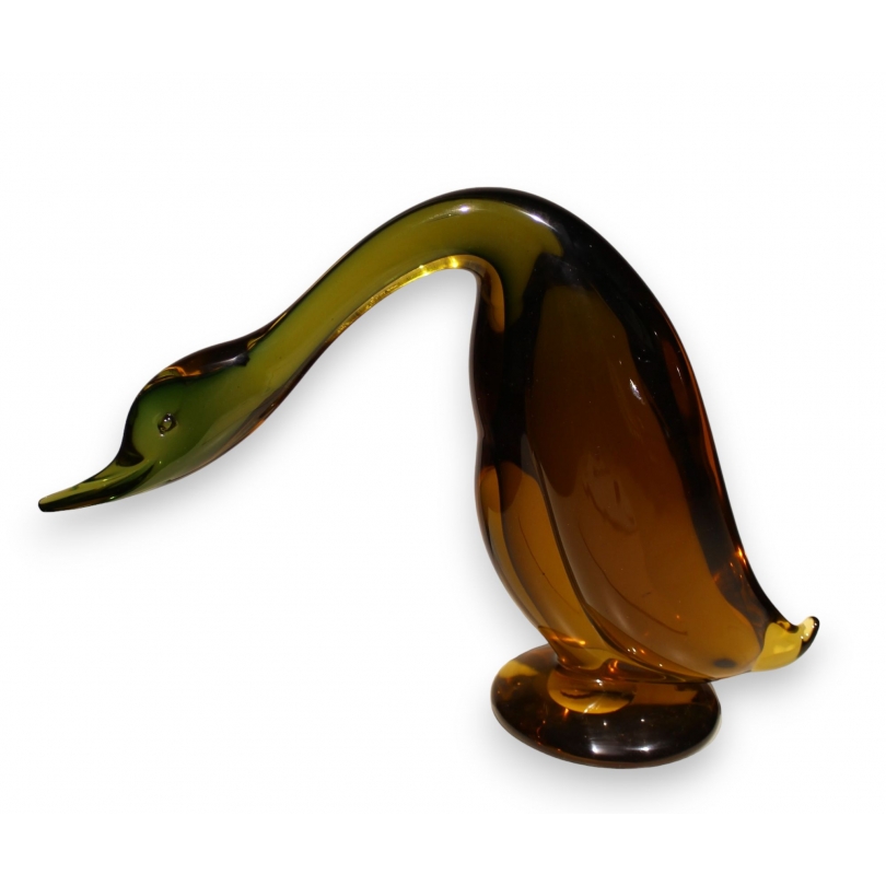 Canard en verre "Harmony" vert et jaune