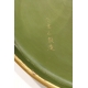 Plat rond en laque verte bordure doré, signé