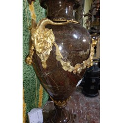 A pair of Louis XVI marble vases decorated with bronze