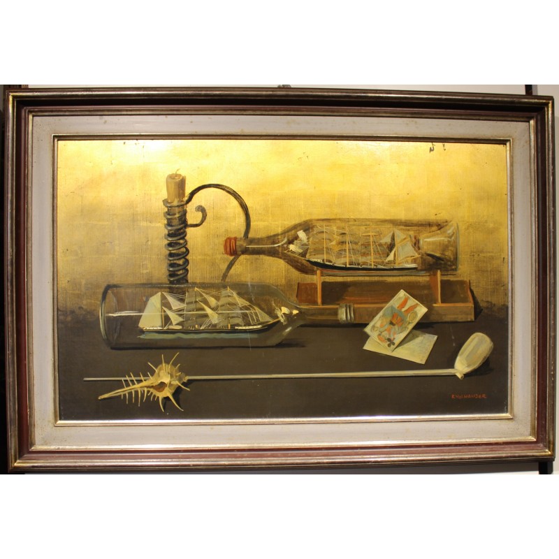 Tableau \"Souvenirs de Marin\" signé R.Y. HAUSER