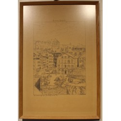 Gravure "Le marché au fromage" signée VUILLERMET