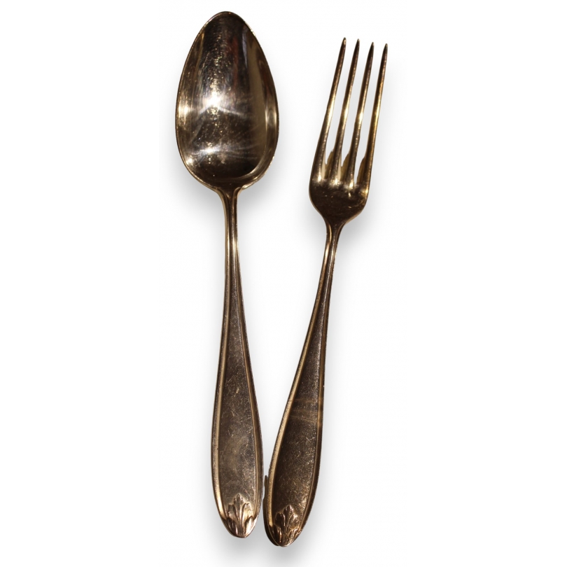 Cuillère et fourchette en métal argenté WMF