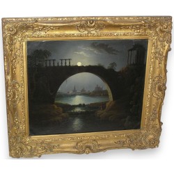 Tableau \"Scène romantique, clair de lune\"