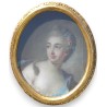 Pastel ovale "Jeune femme"  sur Moinat SA  - Antiquités décoration -  Gouaches, Aquarelles, Pastels