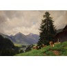 Tableau \"Montagnes\" signé F. HUGUENIN L 1894