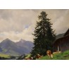 Tableau \"Montagnes\" signé F. HUGUENIN L 1894