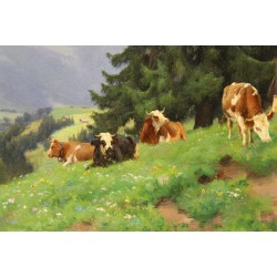 Tableau \"Montagnes\" signé F. HUGUENIN L 1894