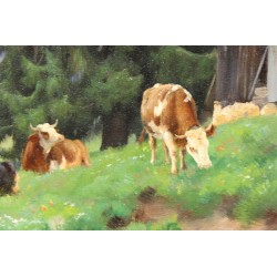 Tableau \"Montagnes\" signé F. HUGUENIN L 1894
