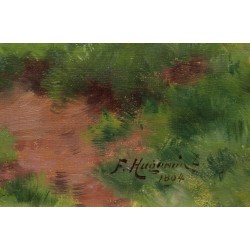 Tableau \"Montagnes\" signé F. HUGUENIN L 1894