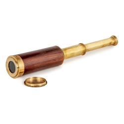 Longue-vue d\'officier en laiton et bois