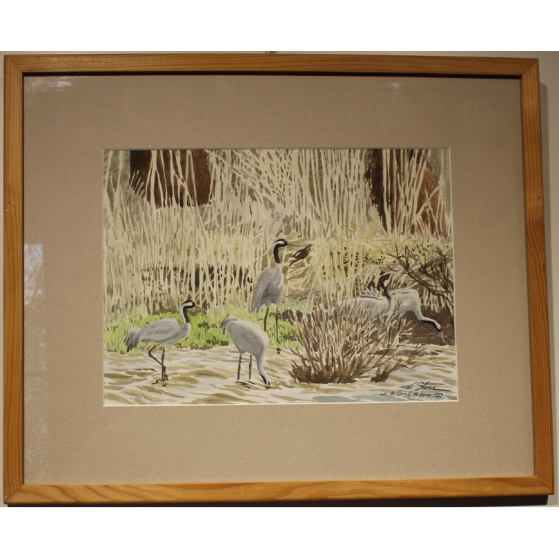 Aquarelle "Lac du Der" signée C. STERN