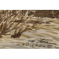 Aquarelle "Lac du Der" signée C. STERN